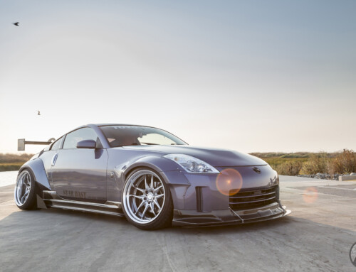 Hoang Le’s Nissan 350Z on WORK XSA 04C (19″) in Crystal Silver (CS) Finish – Photo by WORK Wheels Japan