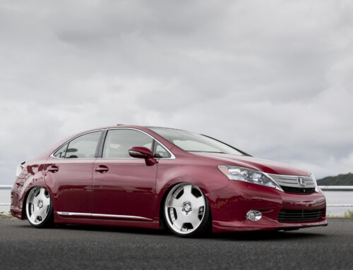 The Steez Lexus HS250h on WORK Lanvec LD1 in Machine Silver Polish (MSP) Finish – Photo by WORK Wheels Japan