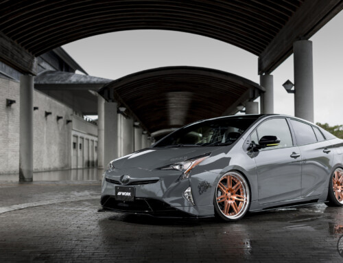 MIT GARAGE Toyota Prius on WORK Gnosis GR202 in Brushed Copper Clear (BUC) Finish – Photo by WORK Wheels Japan