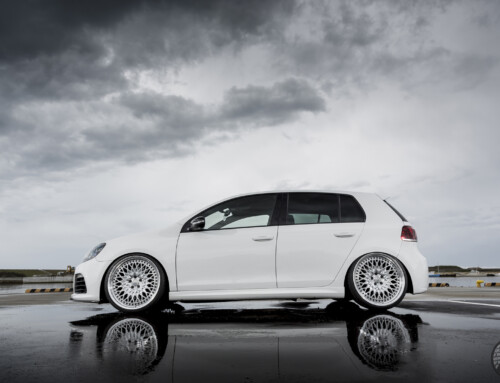 RESPONSE VW Golf R on WORK Gran Seeker CCX in Machine Silver Polish (MSP) Finish – Photo by WORK Wheels Japan