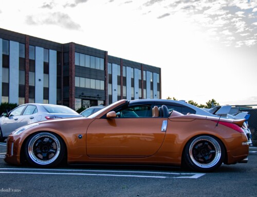 Chris Doyle’s (@boosted.d) Nissan 350Z on WORK Meister S1 3P in Matte Black (MBL) Finish